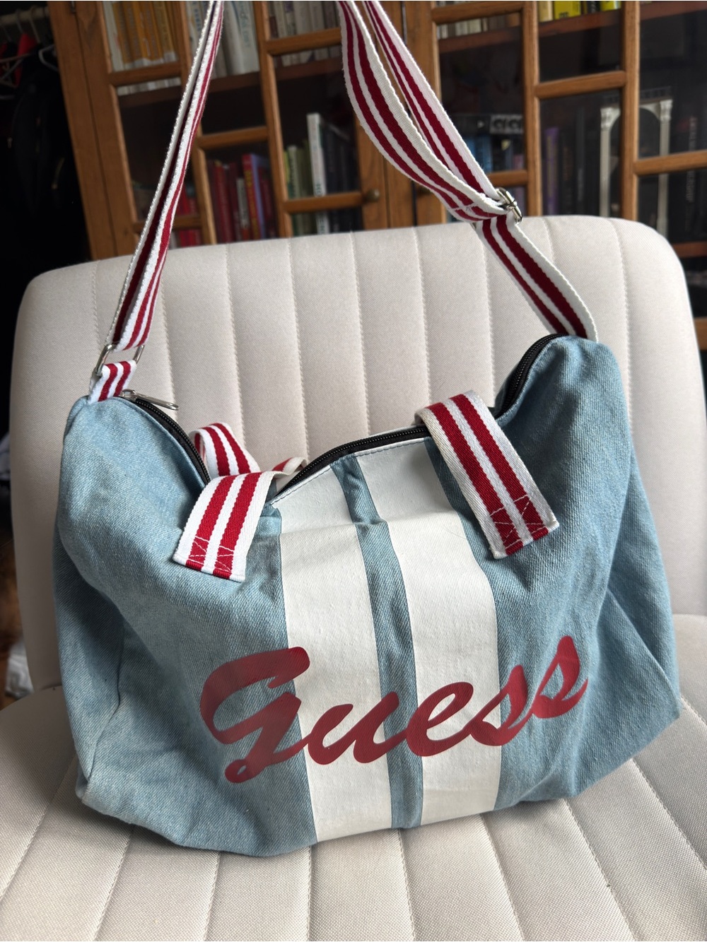 Vintage Y2K GUESS Denim Duffle Weekender Bag